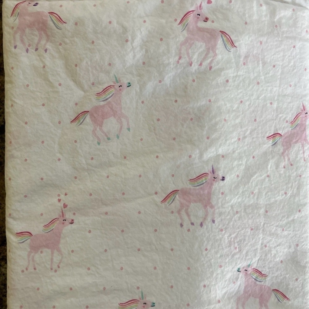 Pottery Barn Kids Unicorn Twin Flat Sheet 100% Organic Cotton